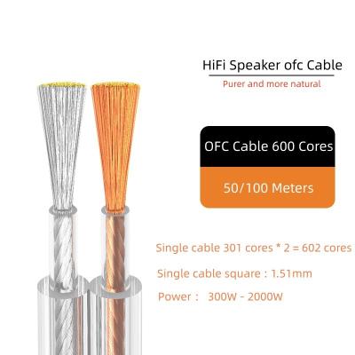 China HOME THEATER OEM Your Logo Customized Transparent Speaker Cable 2*300 Wire Per Conductor PVC Insulated HiFi Speaker Cable 1.5mm2 for sale