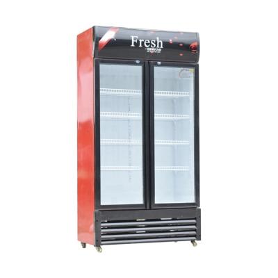 China PHIYOND PJYL-1000 512L Double Glass Door Beverage Display Freezer Upright Beverage Cooler Beer Fridge for sale