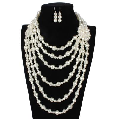 China / Wholesale Luxury Simulated Pearl Necklace Work Pearl Jewelry Simulated Pearl Necklace Sets For Women for sale