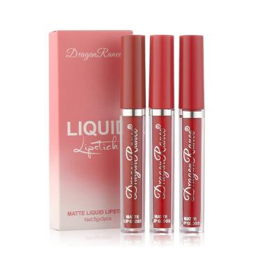 China 3PCS/Set Velvet Matte Lip Gloss Waterproof Natural Moisturizing Easy To Wear Long Lasting Hydrating Makeup Lip Gloss for sale