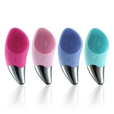 China Mini Rechargeable Acne Treatment Silicone Ultrasonic Facial Cleaner Brush for sale