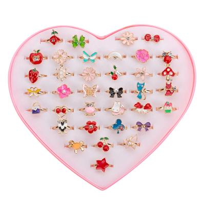 China Children Rings Love 36pcs/lot Cute Sweet Design Flower Girl Child Christmas Gifts Animal Rings Jewelry Accessories for sale