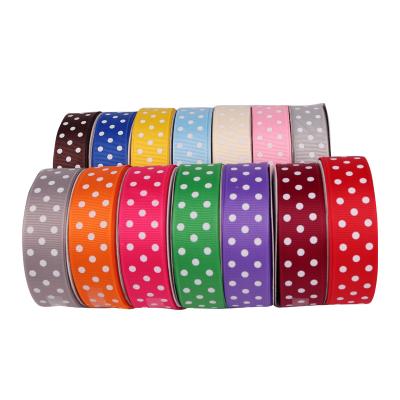 China Printed Multi Viable 25mm Options Dot Grosgrain Ribbons Bow For DIY Weaving Gift Box Wrapping Sash Making for sale