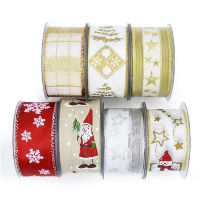 China Sustainable New 40mm Jacquard 10meters Ribbon Gift Bag With Ribbon Christmas Free Shipping for sale