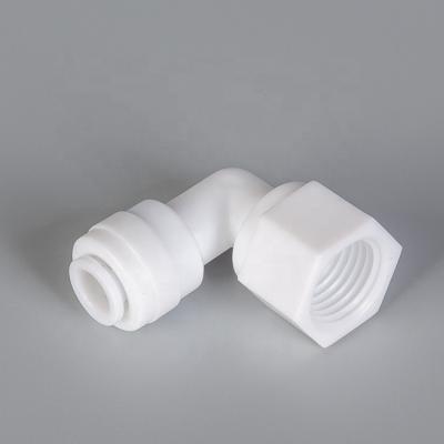 China Plastic Free Sample 1/4 3/8 High Quality PPLF Female RO Push Fit Elbow Adapter for sale