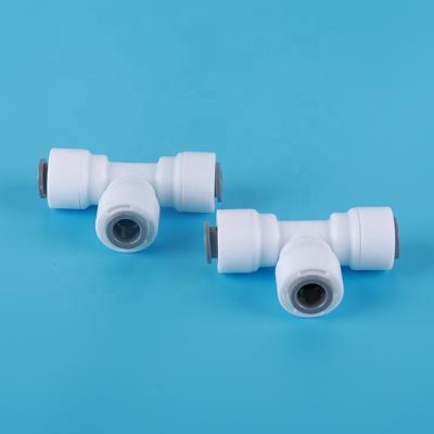 China 3/8*3/8*3/8 Round Faucet RO Press Water Hose 3 Way Male Tee Type Quick Connect Fittings Plastic Tubing Hose Connector Equal for sale