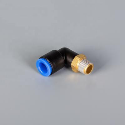 China Building Material Shops Elbow Inline L Shape Plastic Tube Fittings Support Air Hose Connector Pneumatic Elbow for sale