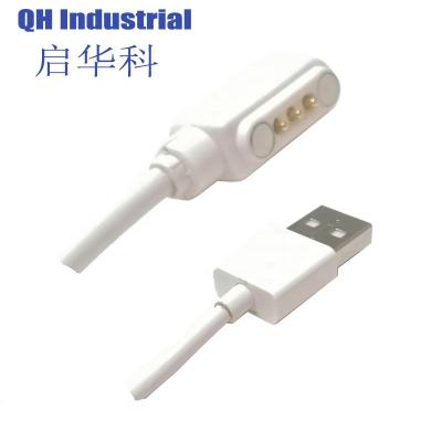 China Male Magnetic 12V Charging Pin Pogo Pin Usb Cable Charger Connector 3 Pin For Smart Watch for sale