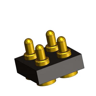 China PCB 4pin 2.5mm Pitch 4.0mm Double Rows SMD SMT Pogo Pin Gold Connector 12V for sale