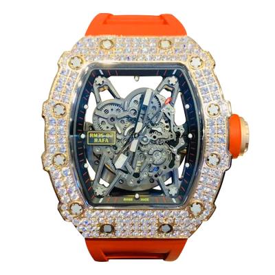 China RM035 Luxury Square Dial Big Bucket Diamond Octagonal Men's Watch Fashion Luminous Waterproof Full Automatic Mechanical Watch for sale