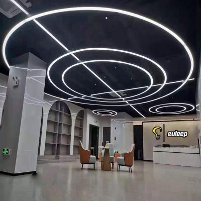 China Modern Custom Round Linear Round Shape Curve Large Oval Ceiling Led Ring Pendant Light Circle Led Modern Ring Chandelier for sale