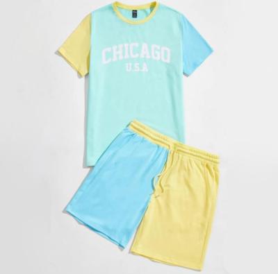 China Wholesale High Quality Summer Casual Colorblock QUICK DRY Shorts Suit Custom Made T-shirt Solid Shorts Male Mens Sets 2 Piece Sets for sale