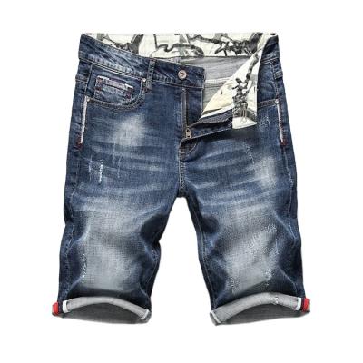 China Custom Size QUICK DRY QUICK DRY Plus Size Embroidered Cotton Blue Jeans Hole Denim Shorts Men Fringed Distressed Washed Ripped Bermuda Jeans Shorts for sale