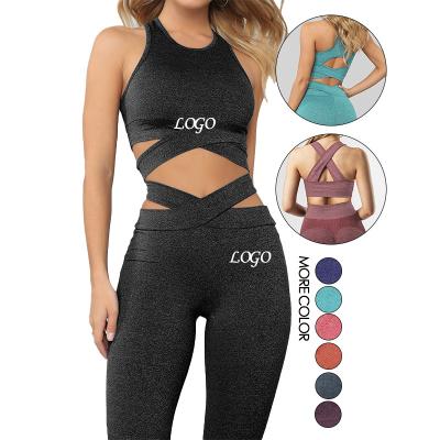 China 2021 Fashion Ladies Sports Breathable Tracksuit Gym Breathable Custom Fitness Sets Seamless Yoga Set 2 Pieces High Waisted Leggings Active Wear Women for sale