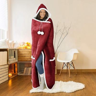 China Wholesale Anti-pilling Charact Fleece TV Wearable Thick Hooded Blanket Stadium Travel for sale