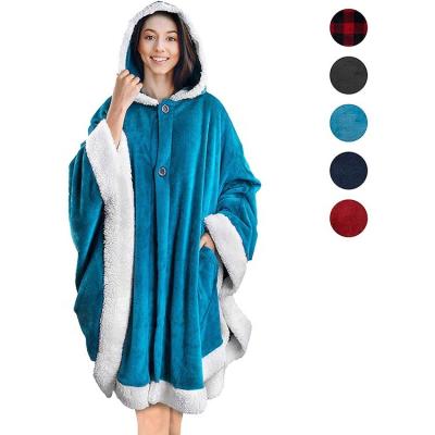 China Wearable Anti-pilling Hooded Stadium Sherpa Throw Blanket With Sleeves And Hood for sale