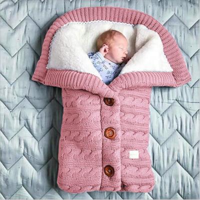 China Antibacterial Merino Thick Wool Winter Pattern Baby Knitting Sleep Hug Wrap Bag for sale