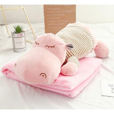 China High Quality Cartoon Anti-pilling Design Animal Plush Toy Soft Baby Pillow Blanket 2 in 1 for sale