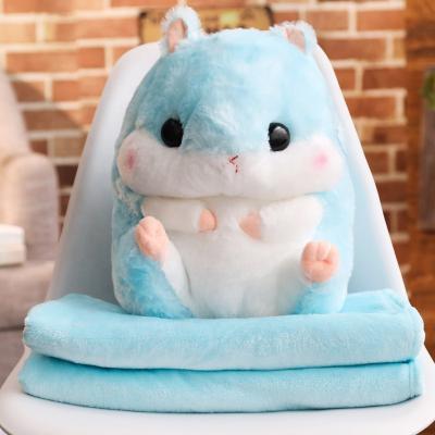 China Anti-pilling Stock Wholesale 3 in 1 Squishy Wool Plush Cartoon Hamster Pillow with Cover for sale