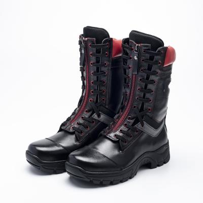 China Fire Retardant Rescue Waterproof Fashion Zippered Leather Boots With Lace Up Wear Resistant Puncture Resistant Combat Boots for sale