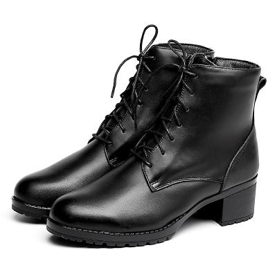 China Light Medium Heel Women's Leather Swapping Wool Police Shoes Women's Leather Shoes for sale