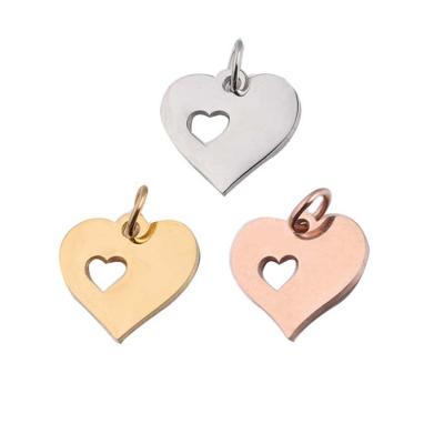 China 13*16mm Full Small Environmental Friendly Polished DIY Stainless Steel Jewelry Findings Like Heart Pendant With Jump Ring for sale