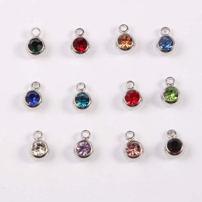 China Environmental Friendly 6mm Round Stainless Steel DIY Rhinestones Jewelry Making 12 Birthstone Charms for sale