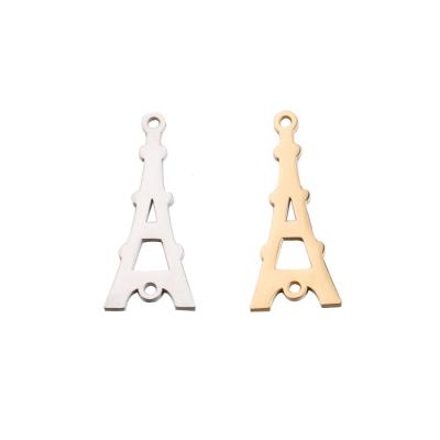 China Environmental Friendly Stainless Steel Mirror Polished 14*32 Mm Gold Plated Eiffel Tower Charms for sale