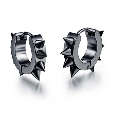 China Environmental Friendly Stainless Steel 3 Colors Cool Popular Mens Punk Rivet Stud Earrings For Boy for sale