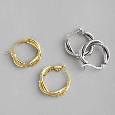 China Environmental Friendly 925 Sterling Silver Jewelry New Earrings 2020 20mm Fashion Twist Earrings for sale