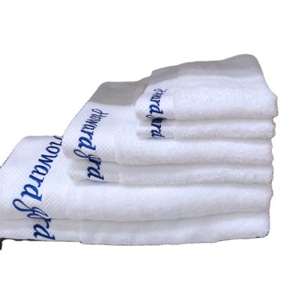 China 100% Custom Logo Sheraton Hotel Towel Cotton Absorbency Satin Band Custom Bath Towel Set for sale