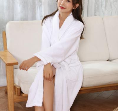 China White Bathrobe Luxury Embroidered Unisex Thermal Terry Towelling Spa and Hotel Bathrobe for sale