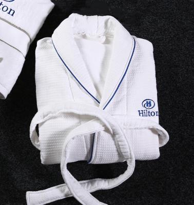 China Hotel Customized 100% Bathrobe QUICK DRY Cotton Waffle Logo Bathrobe Velor Terry Plus Size Bathrobe for sale