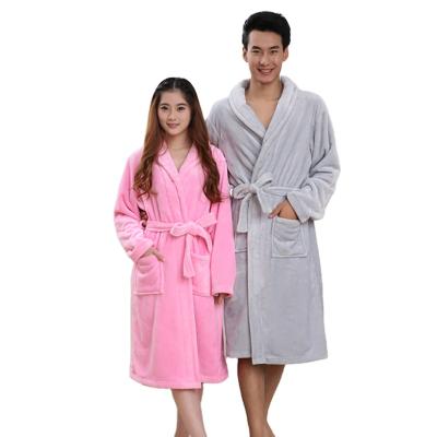 China Soft Coral Fleece Fashion Sleepwear Bathrobe Set For Men And Women for sale