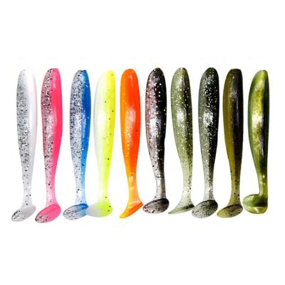 China Eco-friendly PVC 10pcs/bag 70mm Soft Plastic Paddle 2g Artificial Soft Tail Fishing Lures Double Color Small Fish Baits Soft Plastics Baits for sale