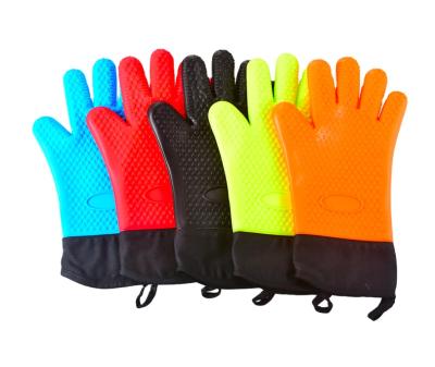 China Five Finger Comfort Cooking Silicone Cotton Heat Proof Gloves Microwave Oven Pick-Up Gloves for sale