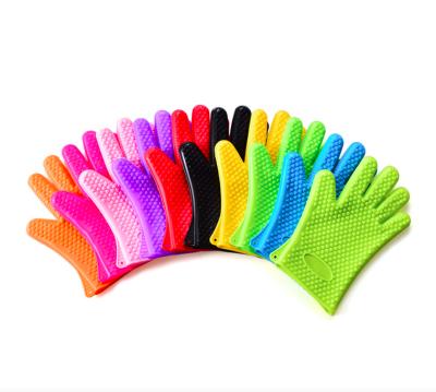 China Household Appliances Washing Dishes Silicone Five Finger Gloves Microwave Oven Pick-Up Heat Proof Baking Gloves for sale