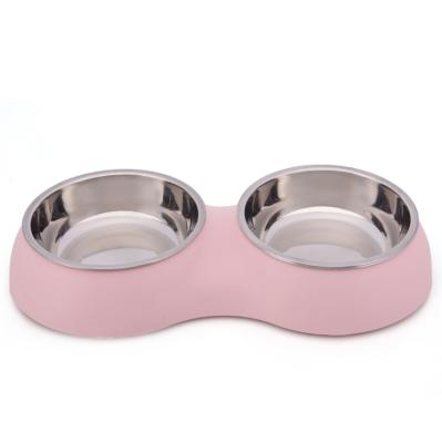 China New Products Stainless Steel Bowl Design Cartoon Cat Basin Pet Supplies Dog Viable Driver Dog Bowl Double for sale