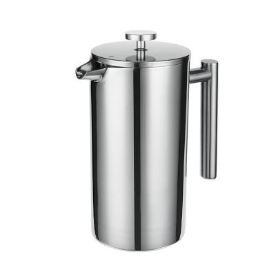 China WITH LID Customization Stainless Steel French Press Coffee Pot Holds Scale Household Travel Coffee Maker Portable Double Wall 1000ML for sale