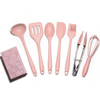 China Sustainable Cookware Kit Silicone Baking Utensils With Extra Storage Bucket Kids Tools Baby Food Sets 8 Pieces Silicone Baking for sale