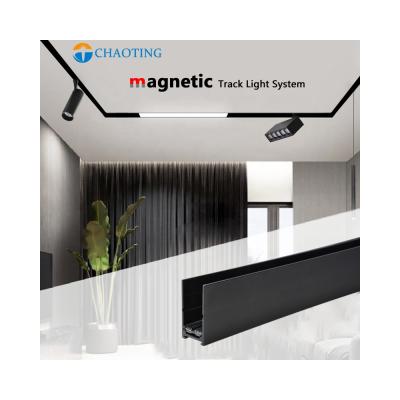 China Modern APP Smart Control Phone Outdoor Mount Embedded Magnetic Suspension Type Track Lights Rail Lighting System LED Light Tracks for sale