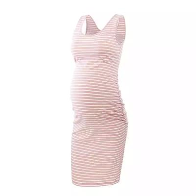 China Top Selling Stripe Dress Women Anti-allergy Casual Maternity Dress Ladies Maternity Pregnancy Clothes Stripe Dress for sale