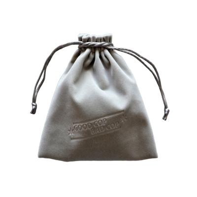 China Small Disposable Debossed LOGO Drawstring Gift Pouch Velvet Bag for sale