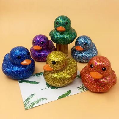 China Gold Dust Vinyl Material Eco-Friendly Duck Toy Baby Bath Floating Play Water For Kids Healthy Making Amazon Hot Sale Water With A Sounding BB for sale