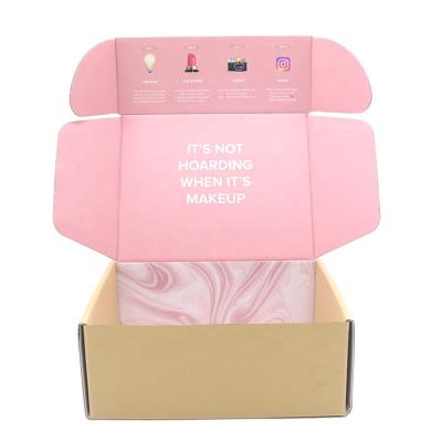 China Recyclable Luxury Custom Logo Corrugated Pink Color Jewelry Shipping Announcement Box for sale