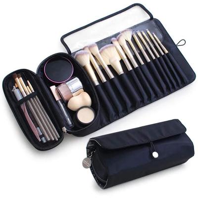 China Fashion Makeup Bag Custom Portable Makeup Brush Organizer For Travel Box Hold 20+ Brushes Cosmetic Bag Makeup Brush Roll Up Case for sale