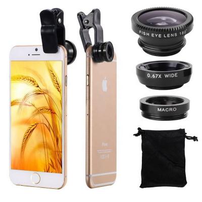 China Phone Camera Lens 3 in 1 Fish Phone Lens Camera for Smartphone Wide Angle Fish Lens for iPhone for Samsung for sale