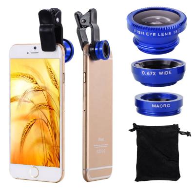 China Phone Multifunctional 3 in 1 Ultra Wide Angle Macro Phone Lens Camera Lens Kit Phone Camera Lens for Iphone for sale