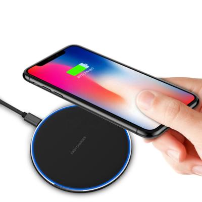 China Mobile Phone Charger LED Super Slim Fast Wireless Light Earphone 10w Qi Fast Wireless Charger For Iphone For Samsung for sale