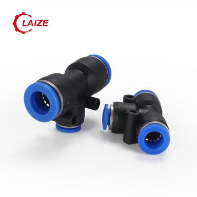 China Connect Pipes PE Union Tee Plastic Pipe T-Type Connector And Pneumatic Fitting for sale